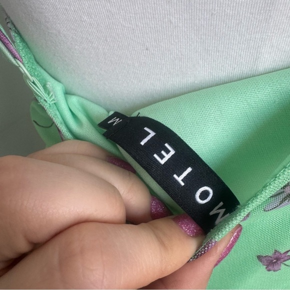 Motel Green Floral Lace Slip Dress | Y2K Fairycore Coquette Mini M - Picture 7 of 7